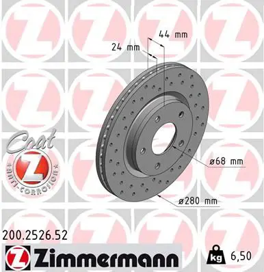 Handler.Part Brake disc ZIMMERMANN 200252652 1