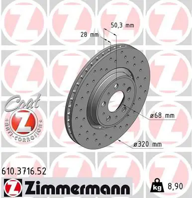 Handler.Part Brake disc ZIMMERMANN 610371652 1