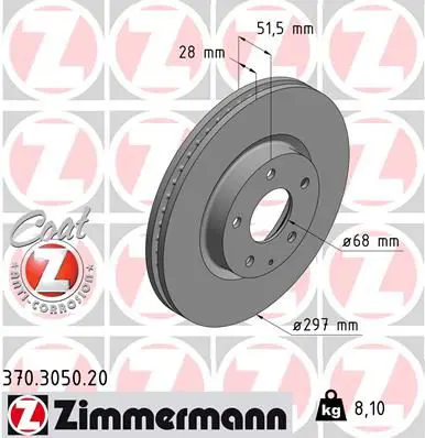 Handler.Part Brake disc ZIMMERMANN 370305020 1