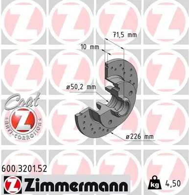 Handler.Part Brake disc ZIMMERMANN 600320152 1