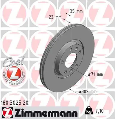 Handler.Part Brake disc ZIMMERMANN 180302520 1