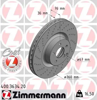 Handler.Part Brake disc ZIMMERMANN 400363420 1