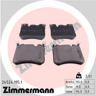 Handler.Part Brake pad set, disc brake ZIMMERMANN 245241951 1