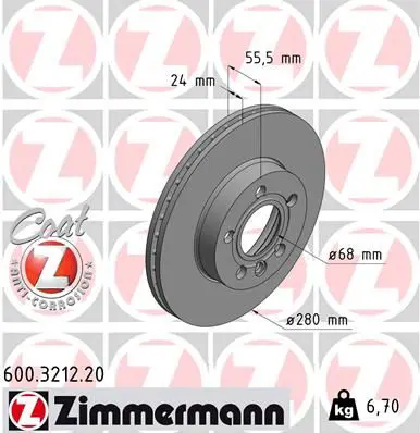 Handler.Part Brake disc ZIMMERMANN 600321220 1