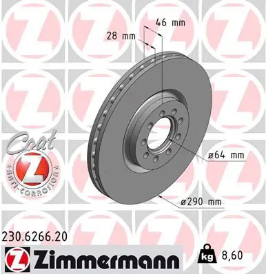 Handler.Part Brake disc ZIMMERMANN 230626620 1