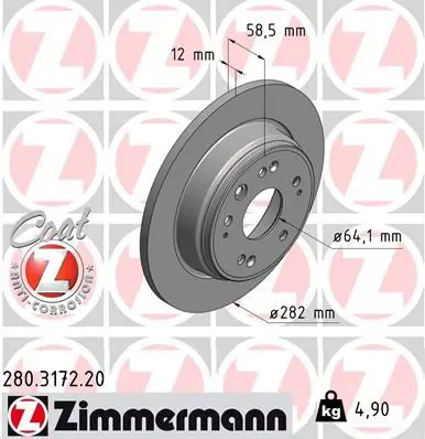 Handler.Part Brake disc ZIMMERMANN 280317220 1