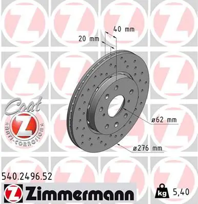 Handler.Part Brake disc ZIMMERMANN 540249652 1