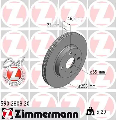 Handler.Part Brake disc ZIMMERMANN 590280820 1