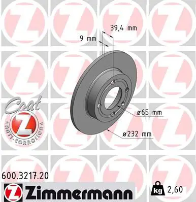 Handler.Part Brake disc ZIMMERMANN 600321720 1