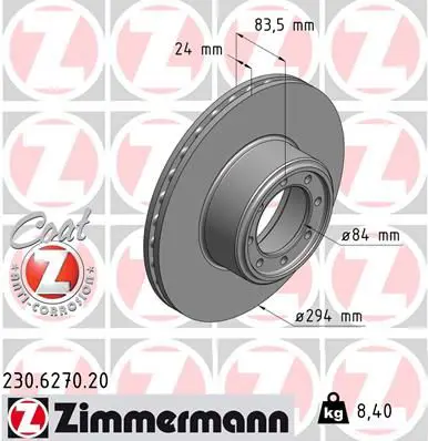 Handler.Part Brake disc ZIMMERMANN 230627020 1