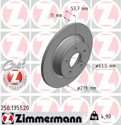 Handler.Part Brake disc ZIMMERMANN 250135120 1