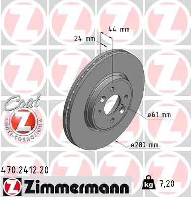 Handler.Part Brake disc ZIMMERMANN 470241220 1