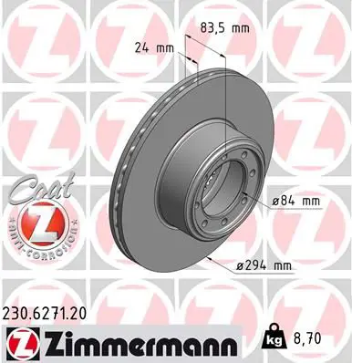 Handler.Part Brake disc ZIMMERMANN 230627120 1