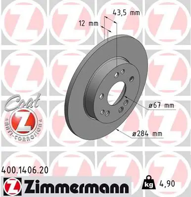 Handler.Part Brake disc ZIMMERMANN 400140620 1