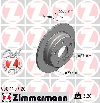 Handler.Part Brake disc ZIMMERMANN 400140720 1