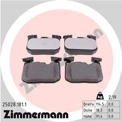 Handler.Part Brake pad set, disc brake ZIMMERMANN 250281811 1