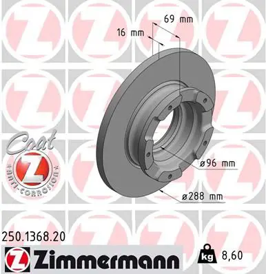 Handler.Part Brake disc ZIMMERMANN 250136820 1