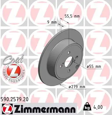 Handler.Part Brake disc ZIMMERMANN 590257920 1