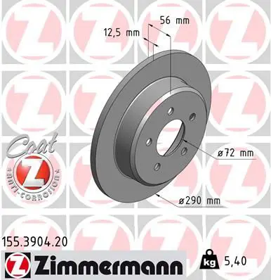 Handler.Part Brake disc ZIMMERMANN 155390420 1