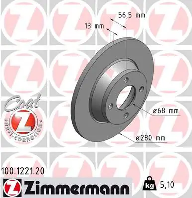 Handler.Part Brake disc ZIMMERMANN 100122120 1