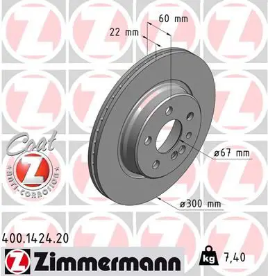 Handler.Part Brake disc ZIMMERMANN 400142420 1