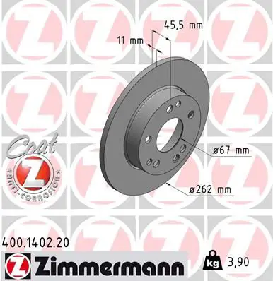 Handler.Part Brake disc ZIMMERMANN 400140220 1