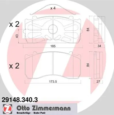 Handler.Part Brake pad set, disc brake ZIMMERMANN 291483403 1