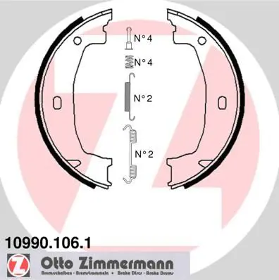 Handler.Part Brake shoe set, parking brake ZIMMERMANN 109901061 1