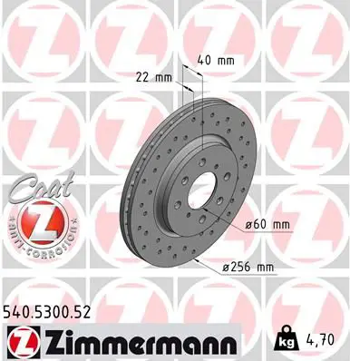 Handler.Part Brake disc ZIMMERMANN 540530052 1