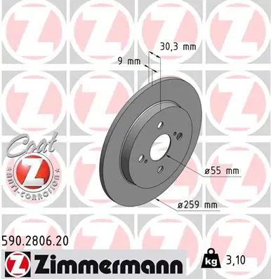 Handler.Part Brake disc ZIMMERMANN 590280620 1