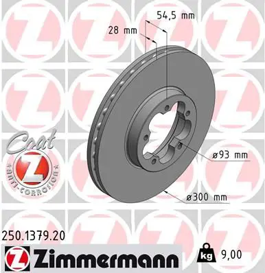 Handler.Part Brake disc ZIMMERMANN 250137920 1