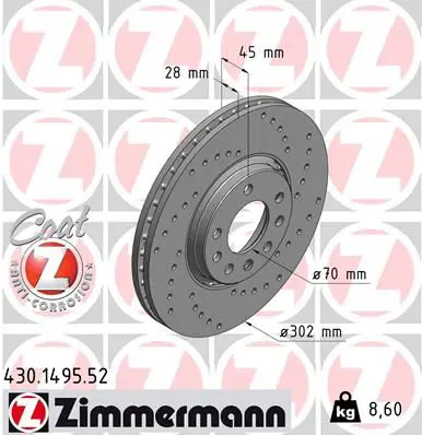 Handler.Part Brake disc ZIMMERMANN 430149552 1