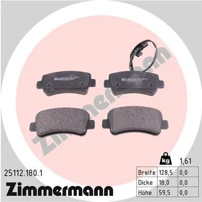 Handler.Part Brake pad set, disc brake ZIMMERMANN 251121801 1