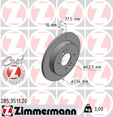 Handler.Part Brake disc ZIMMERMANN 285351120 1