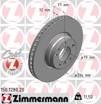 Handler.Part Brake disc ZIMMERMANN 150128020 1