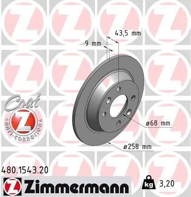 Handler.Part Brake disc ZIMMERMANN 480154320 1