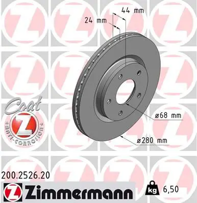 Handler.Part Brake disc ZIMMERMANN 200252620 1