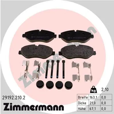 Handler.Part Brake pad set, disc brake ZIMMERMANN 291922102 1