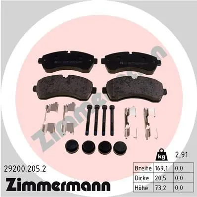 Handler.Part Brake pad set, disc brake ZIMMERMANN 292002052 1