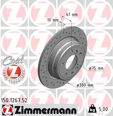 Handler.Part Brake disc ZIMMERMANN 150126752 1