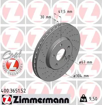 Handler.Part Brake disc ZIMMERMANN 400365152 1