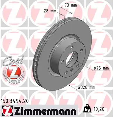 Handler.Part Brake disc ZIMMERMANN 150349420 1