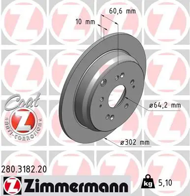 Handler.Part Brake disc ZIMMERMANN 280318220 1