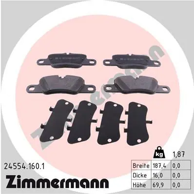 Handler.Part Brake pad set, disc brake ZIMMERMANN 245541601 1