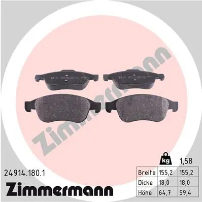 Handler.Part Brake pad set, disc brake ZIMMERMANN 249141801 1