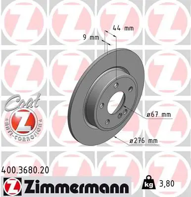 Handler.Part Brake disc ZIMMERMANN 400368020 1