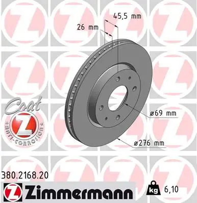 Handler.Part Brake disc ZIMMERMANN 380216820 1