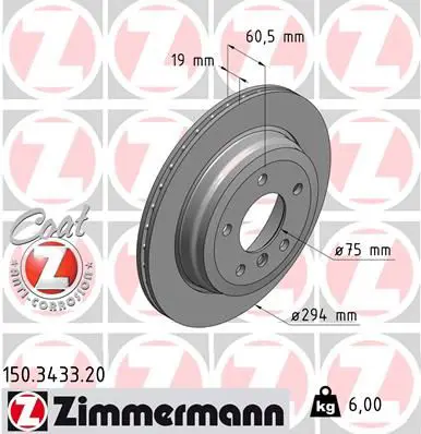 Handler.Part Brake disc ZIMMERMANN 150343320 1