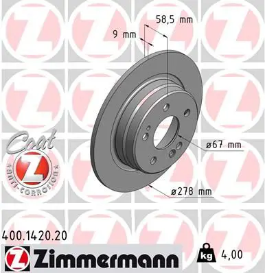 Handler.Part Brake disc ZIMMERMANN 400142020 1