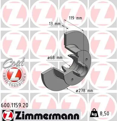 Handler.Part Brake disc ZIMMERMANN 600115920 1